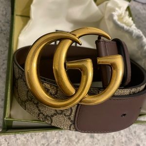 GUCCI BELT GG BELT WITH DOUBLE G BUCKLE